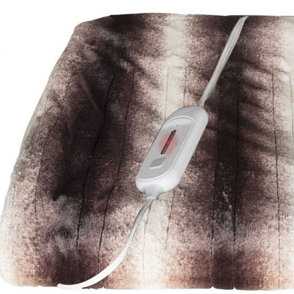 50" X 60" Brown And White Modern Contemporary Heated Throw Blankets
