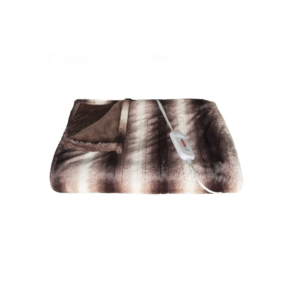 50" X 60" Brown And White Modern Contemporary Heated Throw Blankets