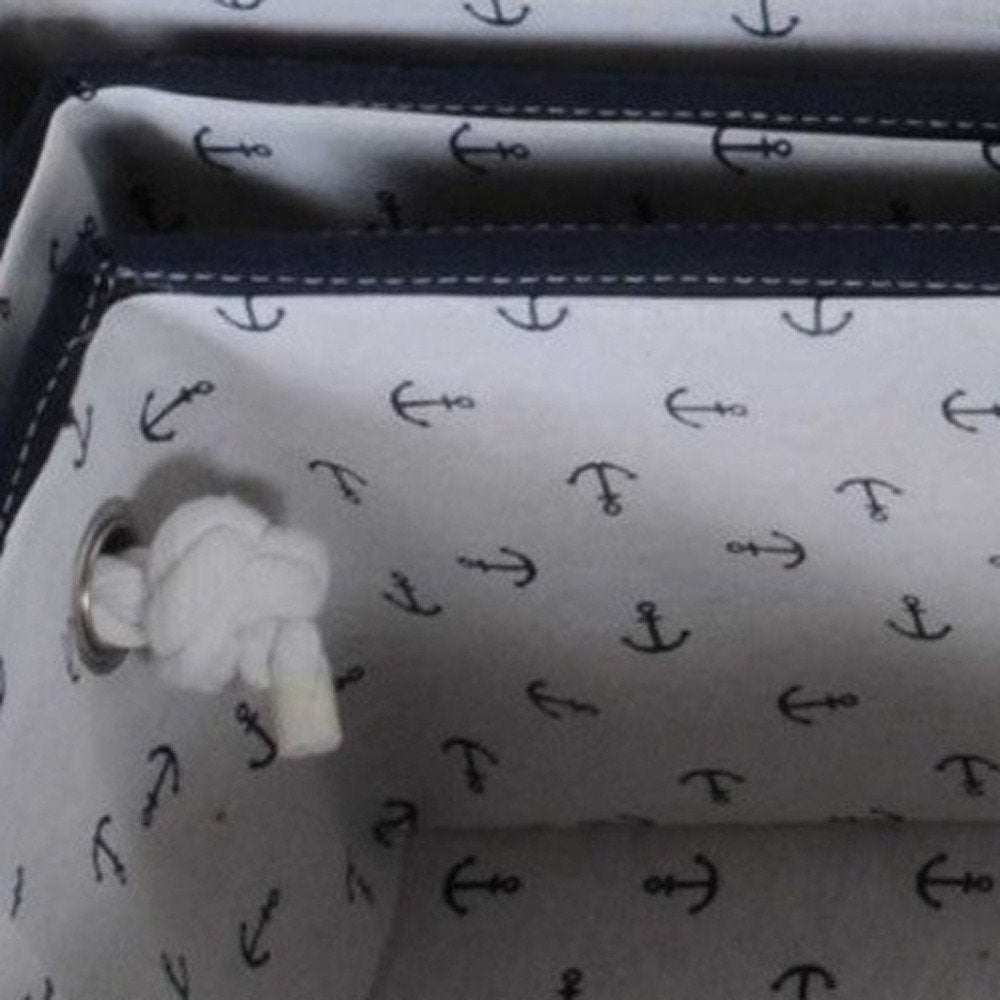 13.5" X 17" X 22.5" Blue Fabric Basket With Bow Decoration Set Of 5