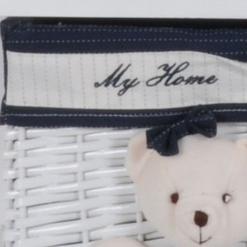 12.5" X 16" X 35.5" White Blue Portable 3 Drawers