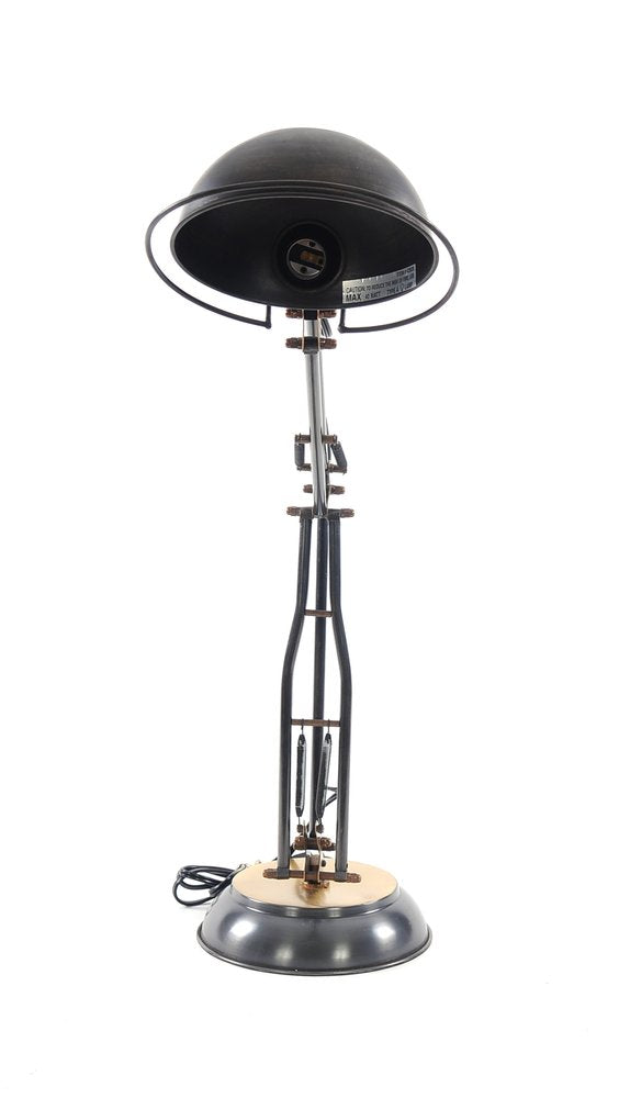 Lámpara de mesa de escritorio de metal negro de 33" con pantalla de cuenco negra