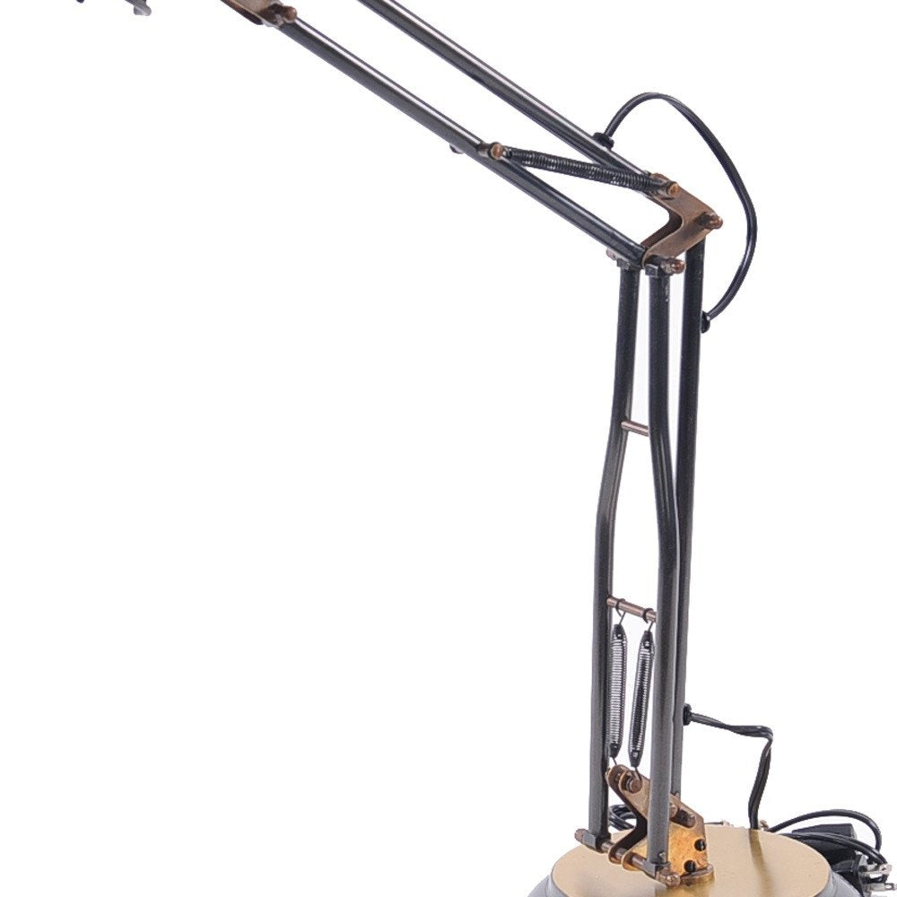 Lámpara de mesa de escritorio de metal negro de 33" con pantalla de cuenco negra