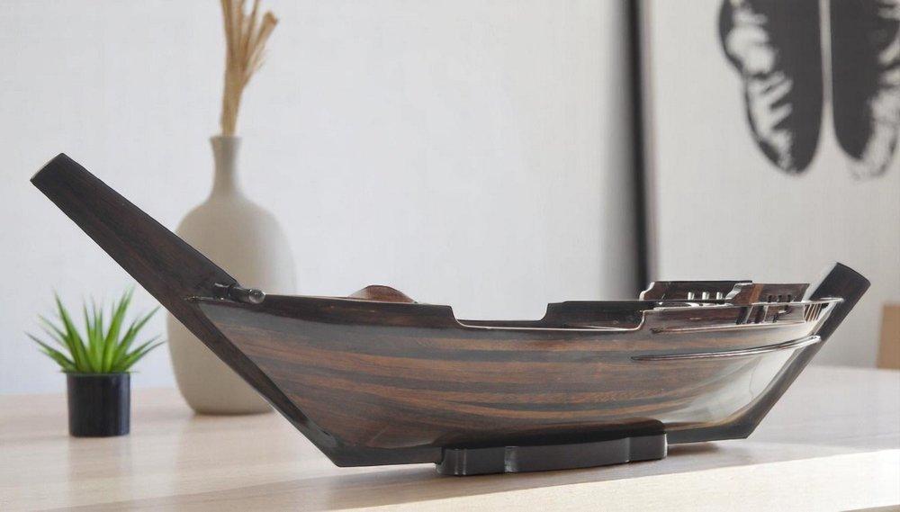 Bandeja de madera novedosa para servir de 6" en marrón oscuro con asas