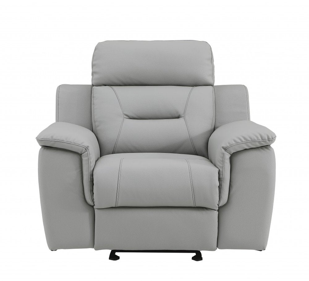 Conjunto de tres piezas para cinco personas en cuero genuino gris para interiores