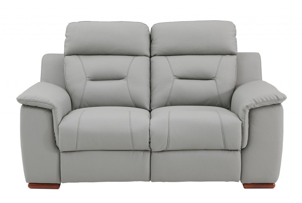 Conjunto de tres piezas para cinco personas en cuero genuino gris para interiores