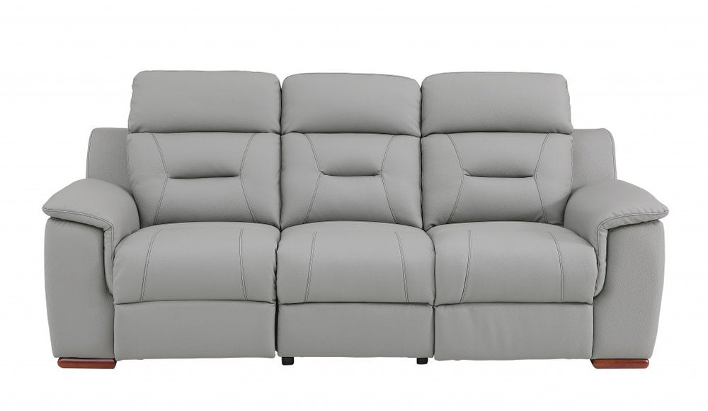 Conjunto de tres piezas para cinco personas en cuero genuino gris para interiores
