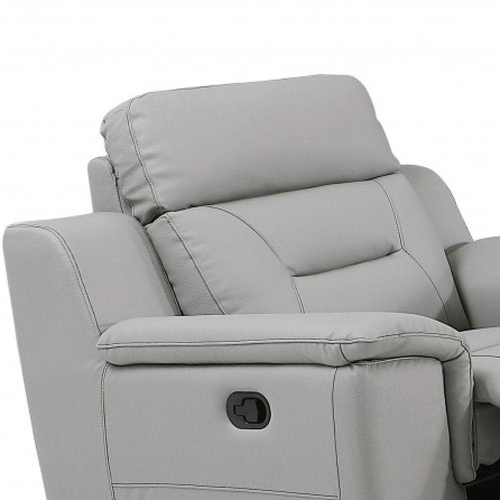 Conjunto de tres piezas para cinco personas en cuero genuino gris para interiores
