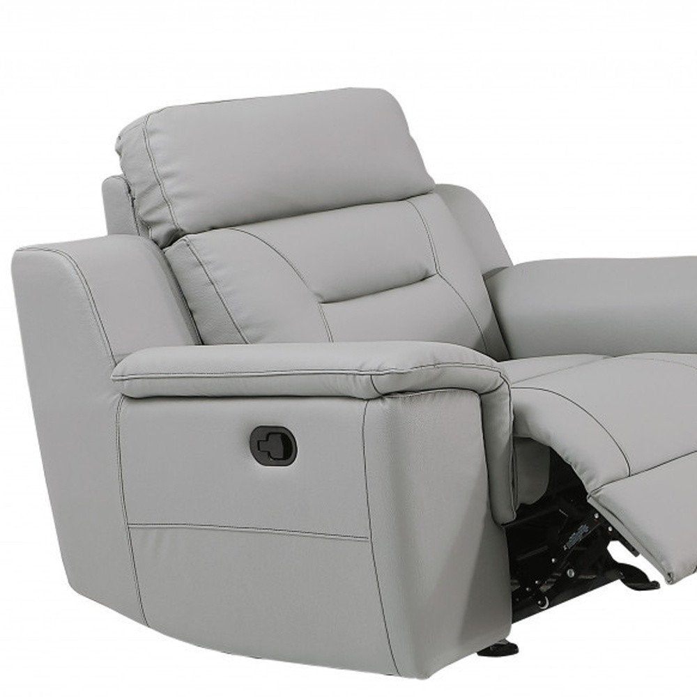 Conjunto de tres piezas para cinco personas en cuero genuino gris para interiores