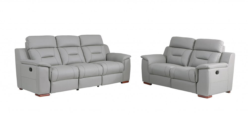 Conjunto de asientos para cinco personas de cuero genuino gris de dos piezas para interiores