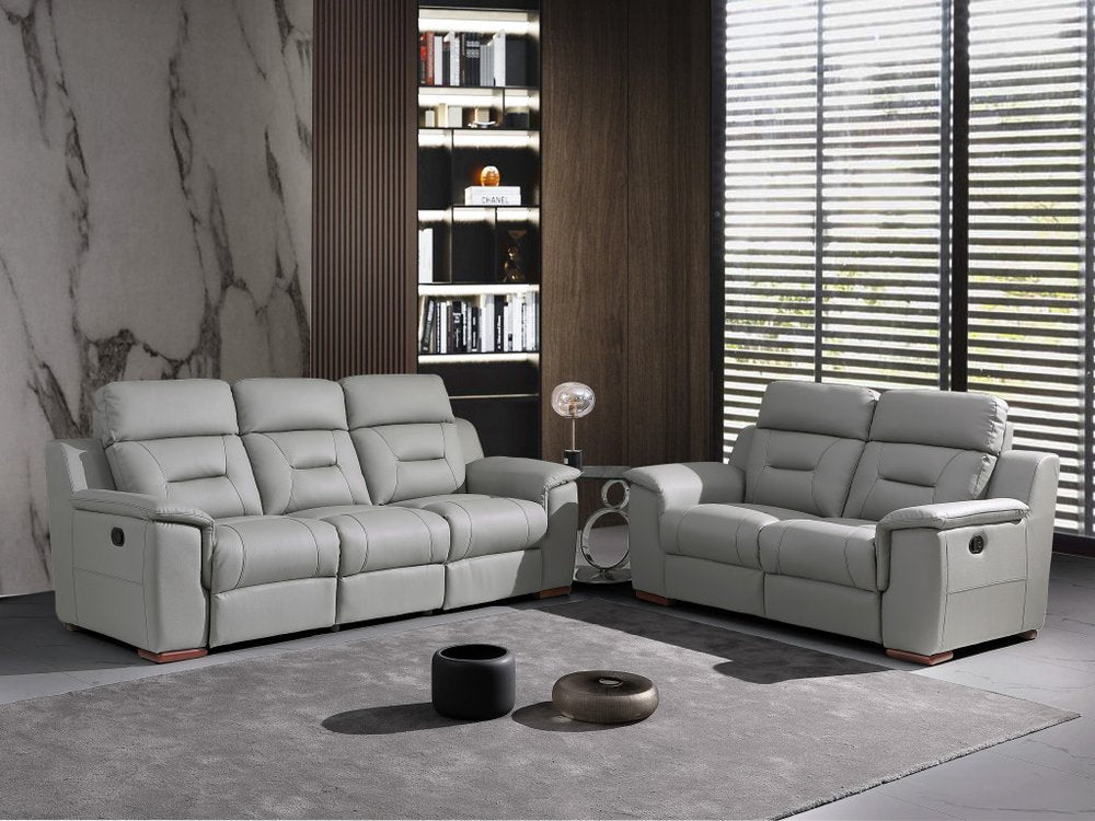 Conjunto de asientos para cinco personas de cuero genuino gris de dos piezas para interiores