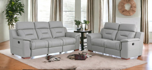 Conjunto de asientos para cinco personas de cuero genuino gris de dos piezas para interiores