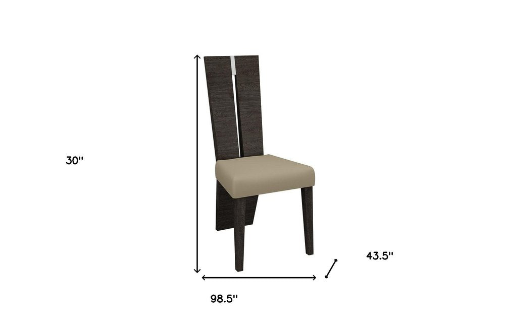 Juego de comedor gris de siete piezas con seis sillas