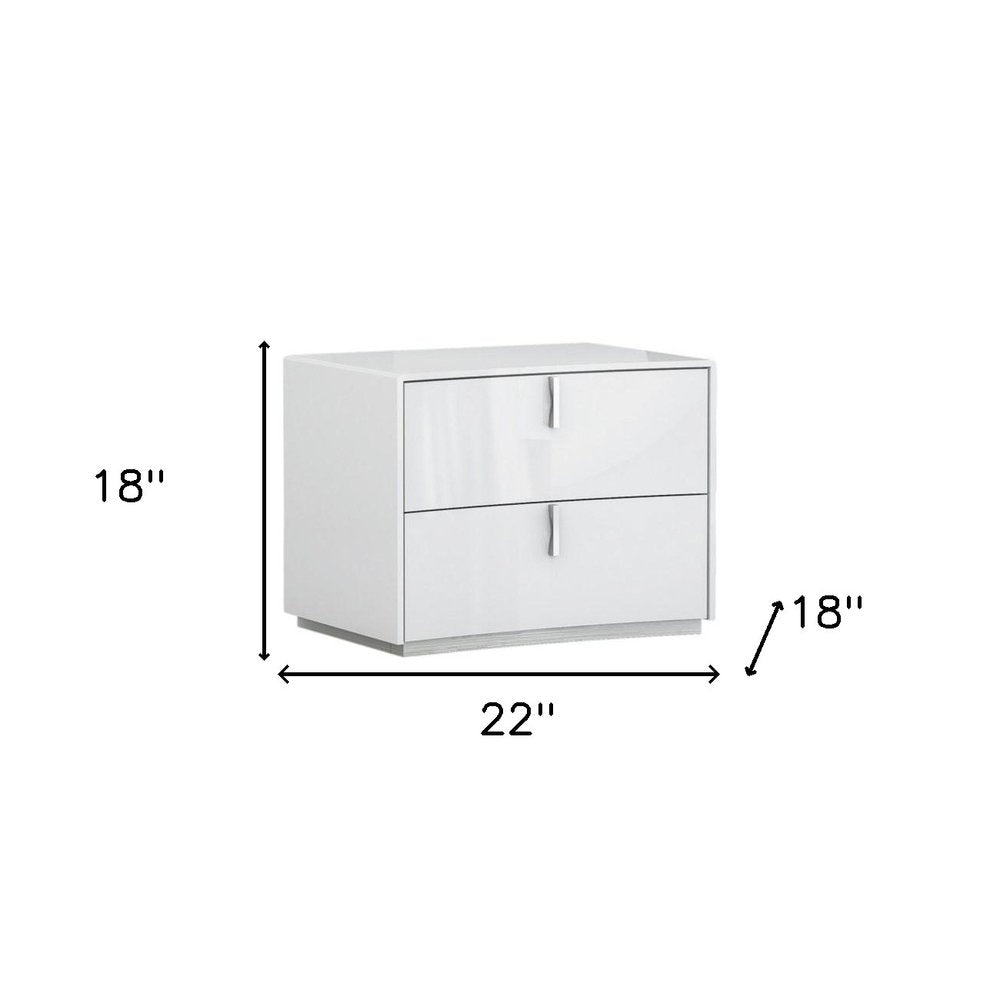 Mesita de noche de madera manufacturada blanca de 18" con dos cajones