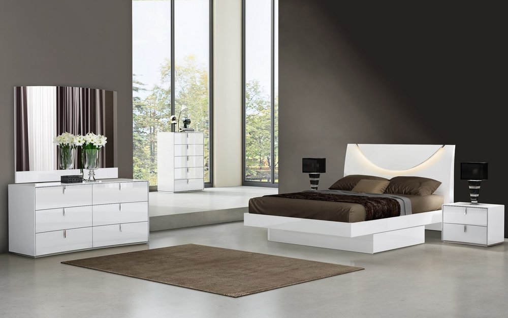 Mesita de noche de madera manufacturada blanca de 18" con dos cajones