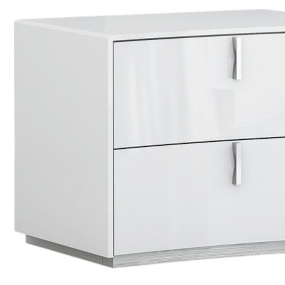 Mesita de noche de madera manufacturada blanca de 18" con dos cajones