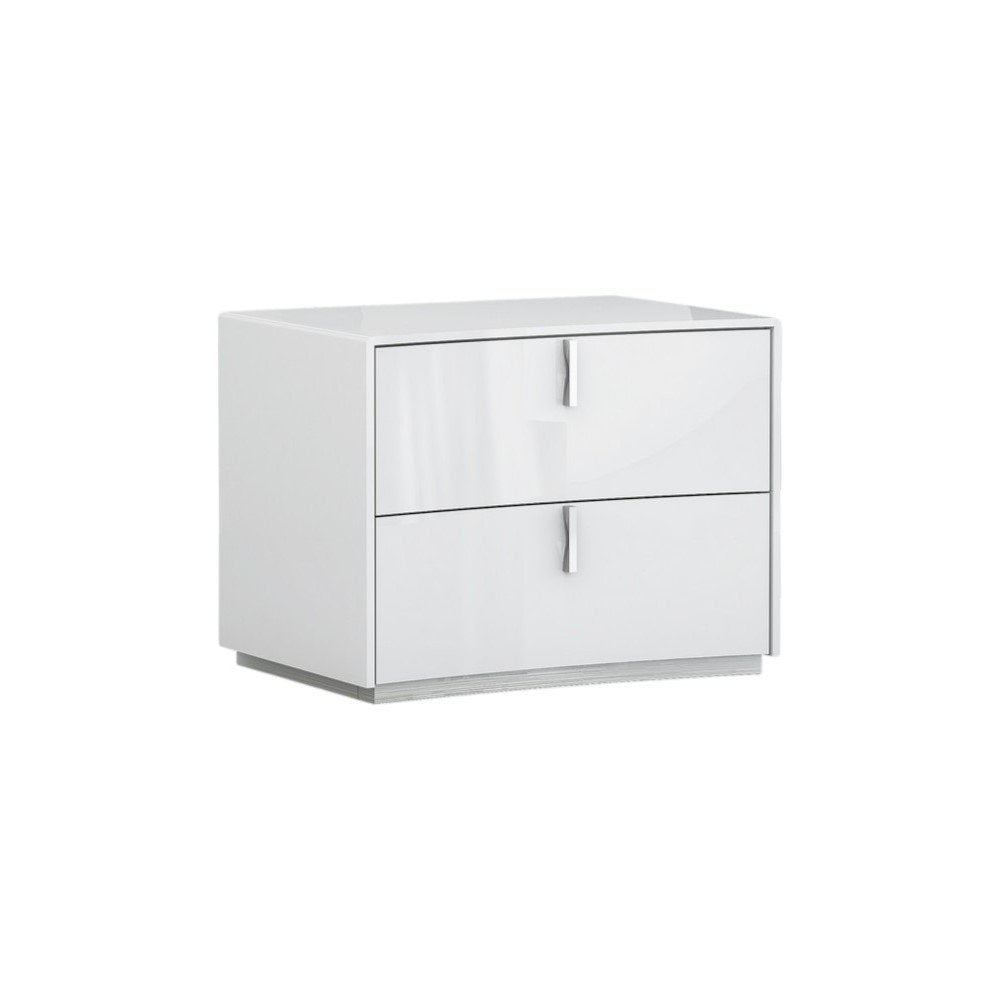 Mesita de noche de madera manufacturada blanca de 18" con dos cajones