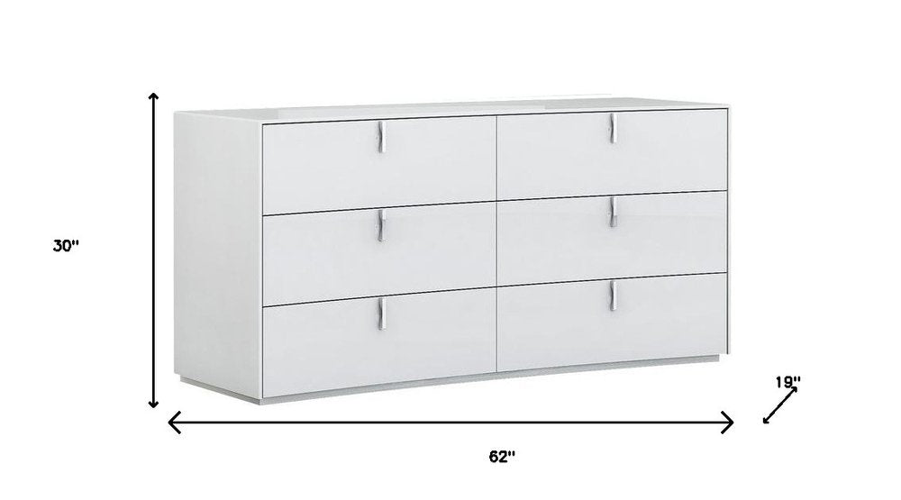 62" X 19" X 30" White Dresser