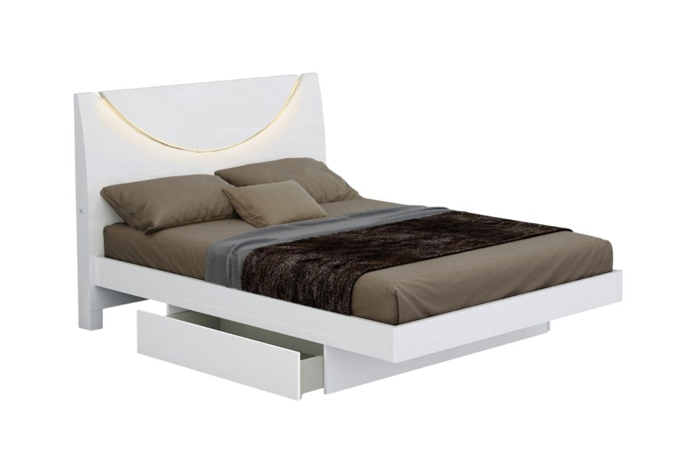 Juego de dormitorio de cuatro piezas de madera maciza blanca y manufacturada con espejo