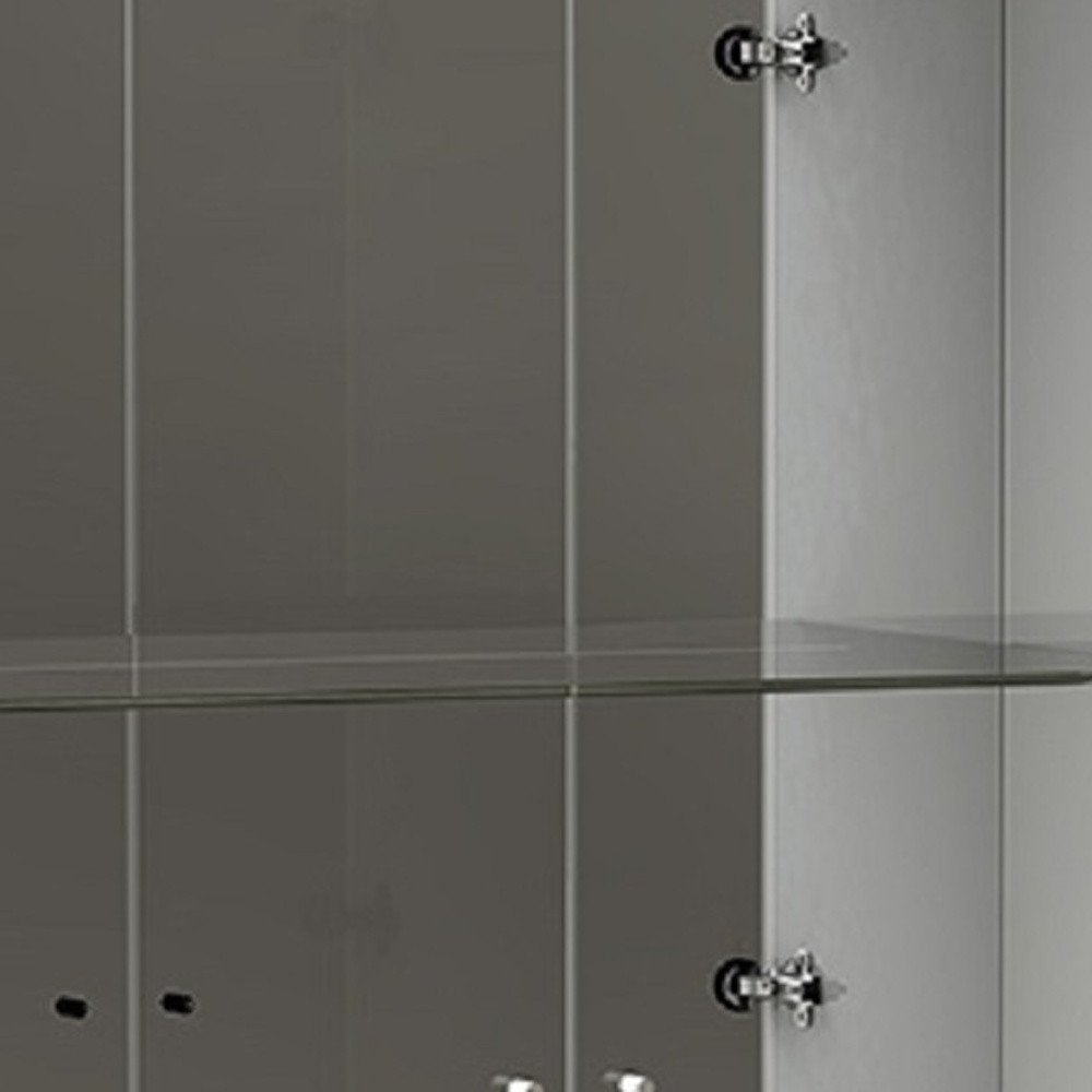 50" White and Silver Wood Curio Cabinet With Two Doors And One Drawer