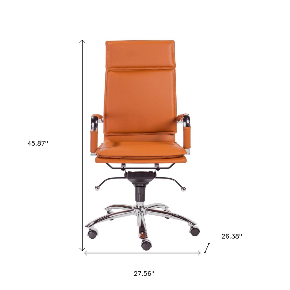 Amber and Silver Adjustable Swivel Faux Leather Rolling Executive Office Chair