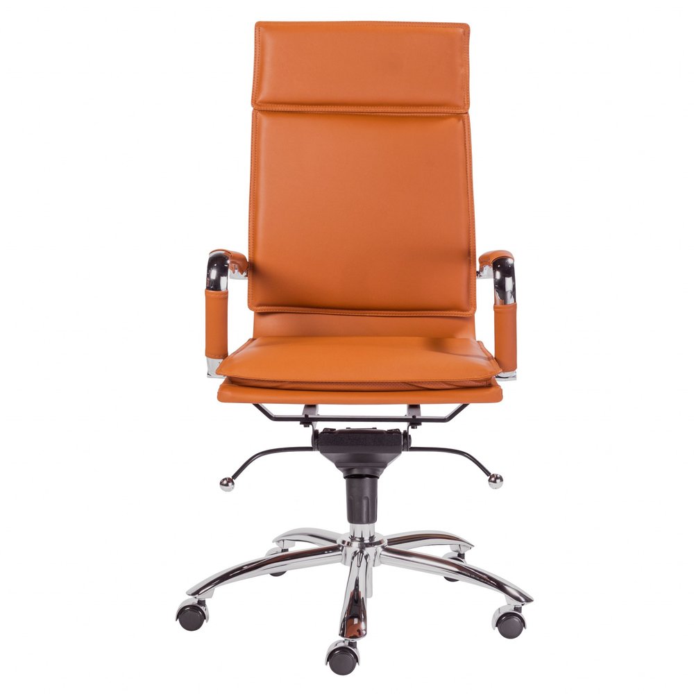 Amber and Silver Adjustable Swivel Faux Leather Rolling Executive Office Chair