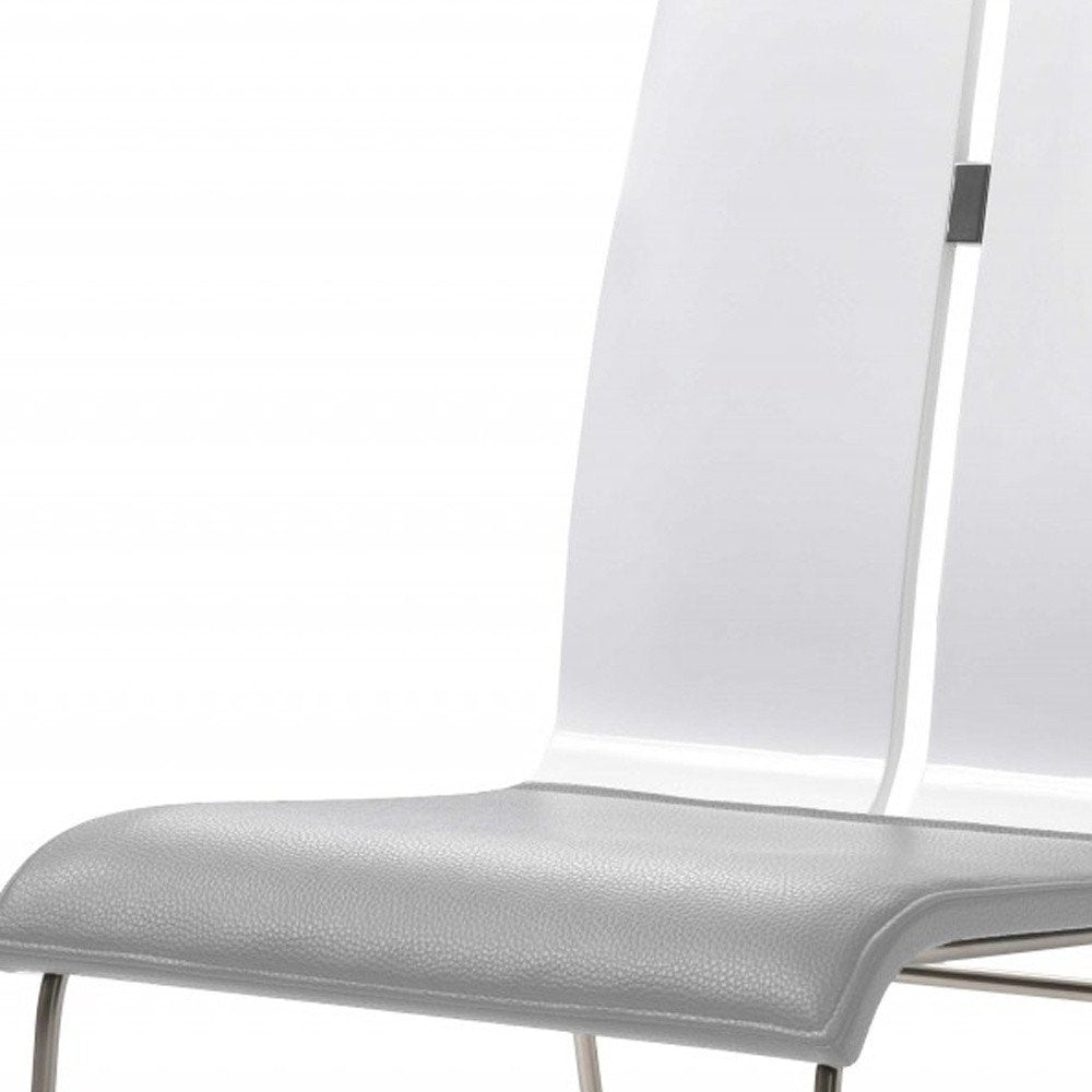 Gray and Silver Upholstered Faux Leather Dining Side Chair