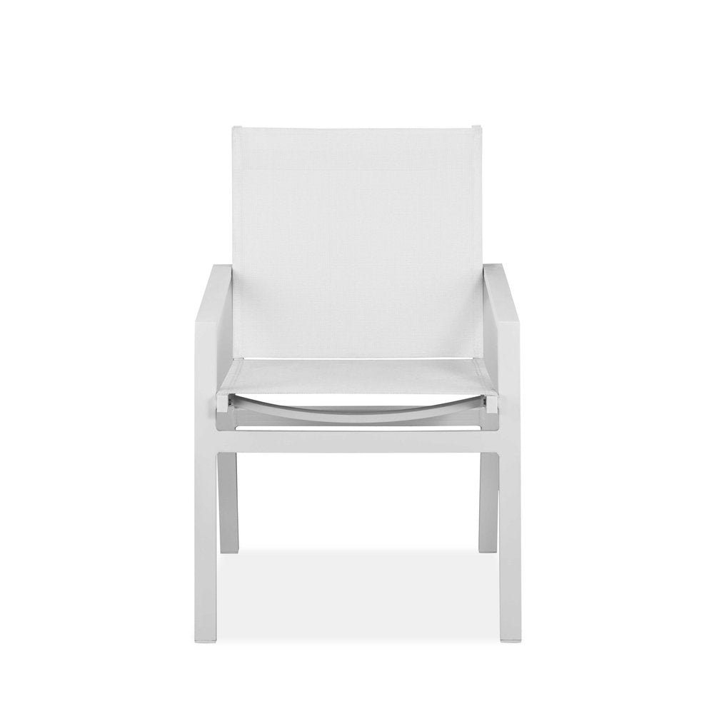 Juego de dos sillas de comedor para interior y exterior de metal blanco de 22"