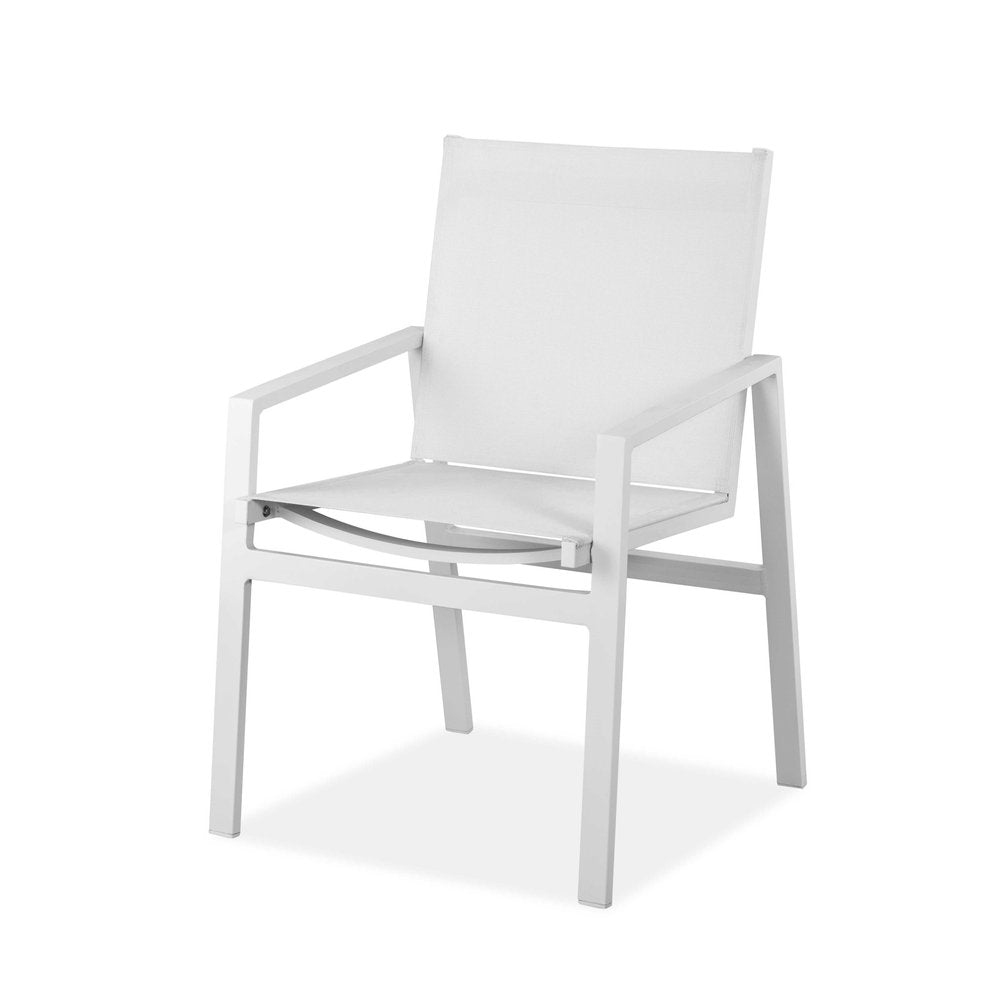 Juego de dos sillas de comedor para interior y exterior de metal blanco de 22"