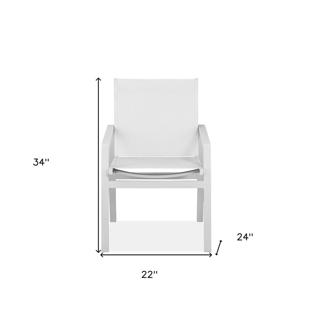 Juego de dos sillas de comedor para interior y exterior de metal blanco de 22"