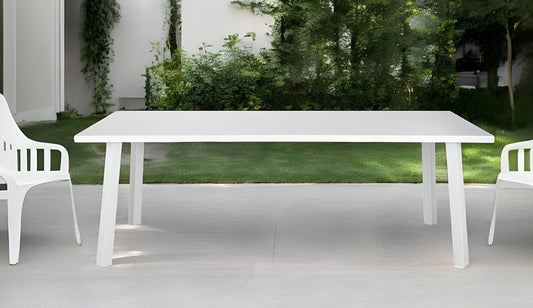 Mesa de comedor para exteriores de aluminio blanco de 87"