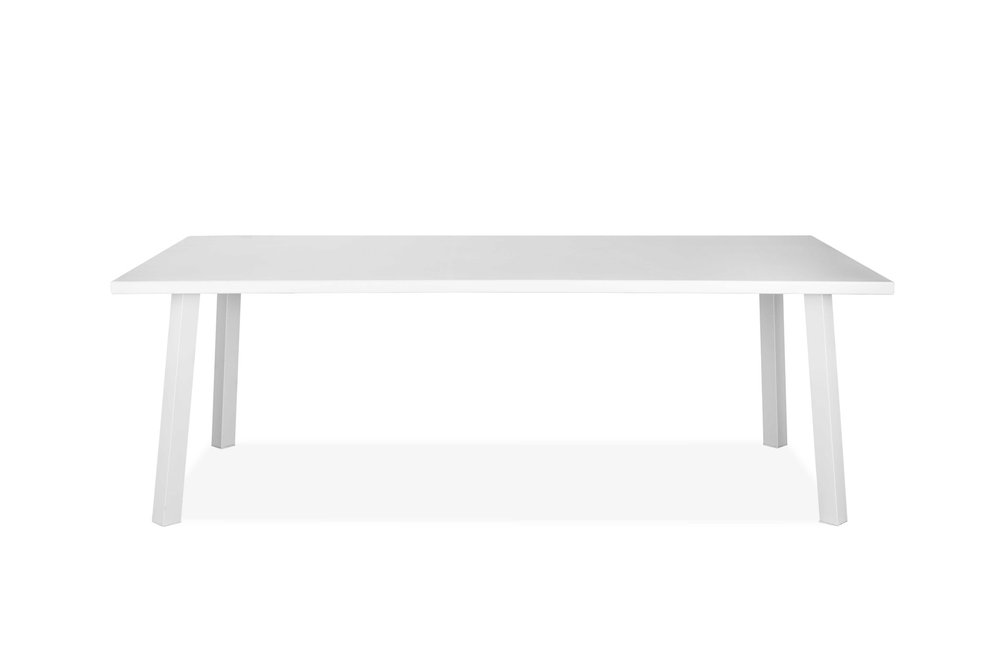 Mesa de comedor para exteriores de aluminio blanco de 87"