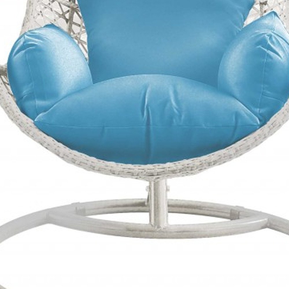 Silla columpio de exterior de metal de 40" con soporte de acero y acabado azul con cojín azul
