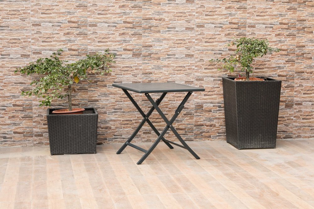 Mesa auxiliar cuadrada de acero inoxidable gris de 18"