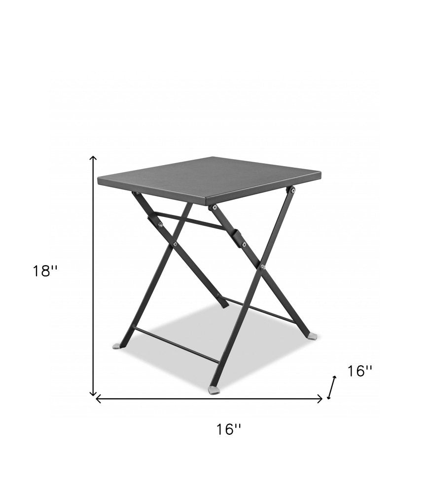 Mesa auxiliar cuadrada de acero inoxidable gris de 18"