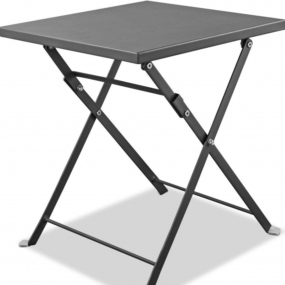 Mesa auxiliar cuadrada de acero inoxidable gris de 18"