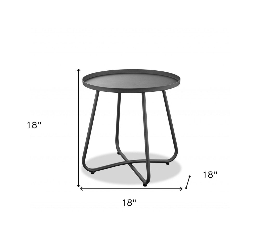 Mesa auxiliar para exteriores de aluminio gris redondeado de 18"