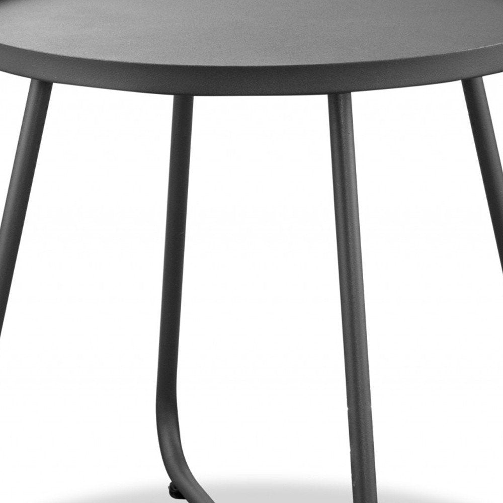 Mesa auxiliar para exteriores de aluminio gris redondeado de 18"