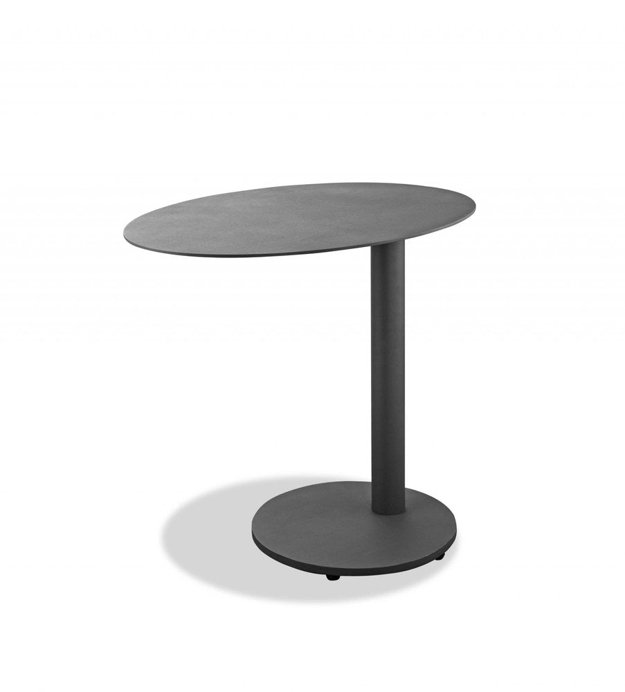 Mesa auxiliar ovalada de aluminio gris para exteriores de 20"