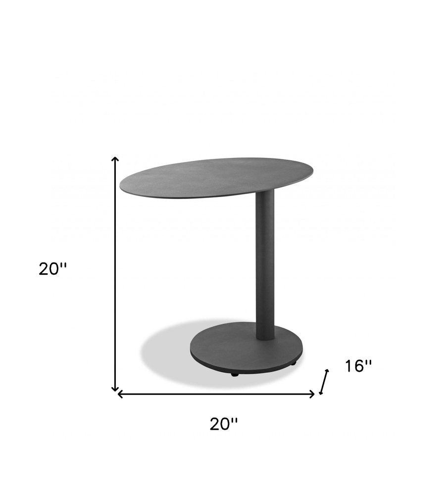 Mesa auxiliar ovalada de aluminio gris para exteriores de 20"