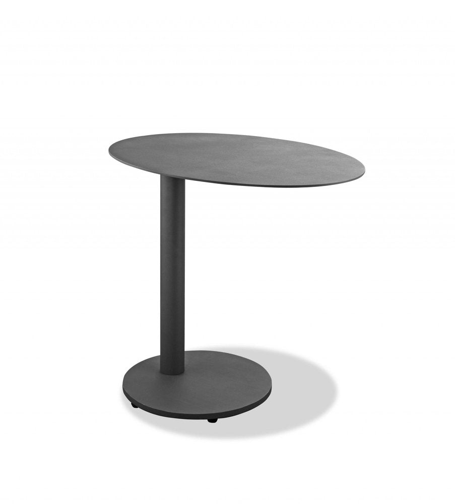 Mesa auxiliar ovalada de aluminio gris para exteriores de 20"