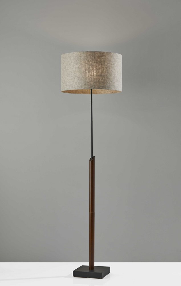 Lámpara de pie beige y negra de 63" con pantalla de tela beige