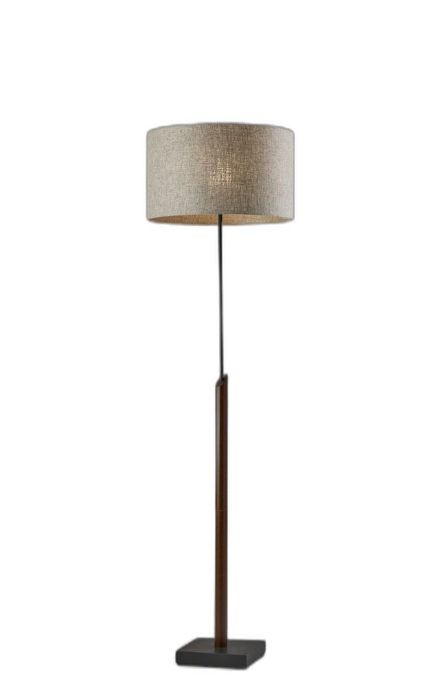 Lámpara de pie beige y negra de 63" con pantalla de tela beige