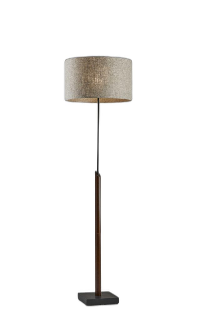 Lámpara de pie beige y negra de 63" con pantalla de tela beige