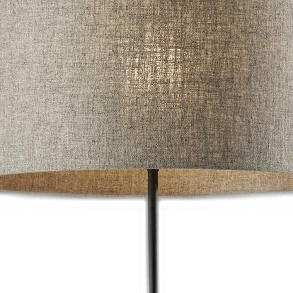 Lámpara de pie beige y negra de 63" con pantalla de tela beige