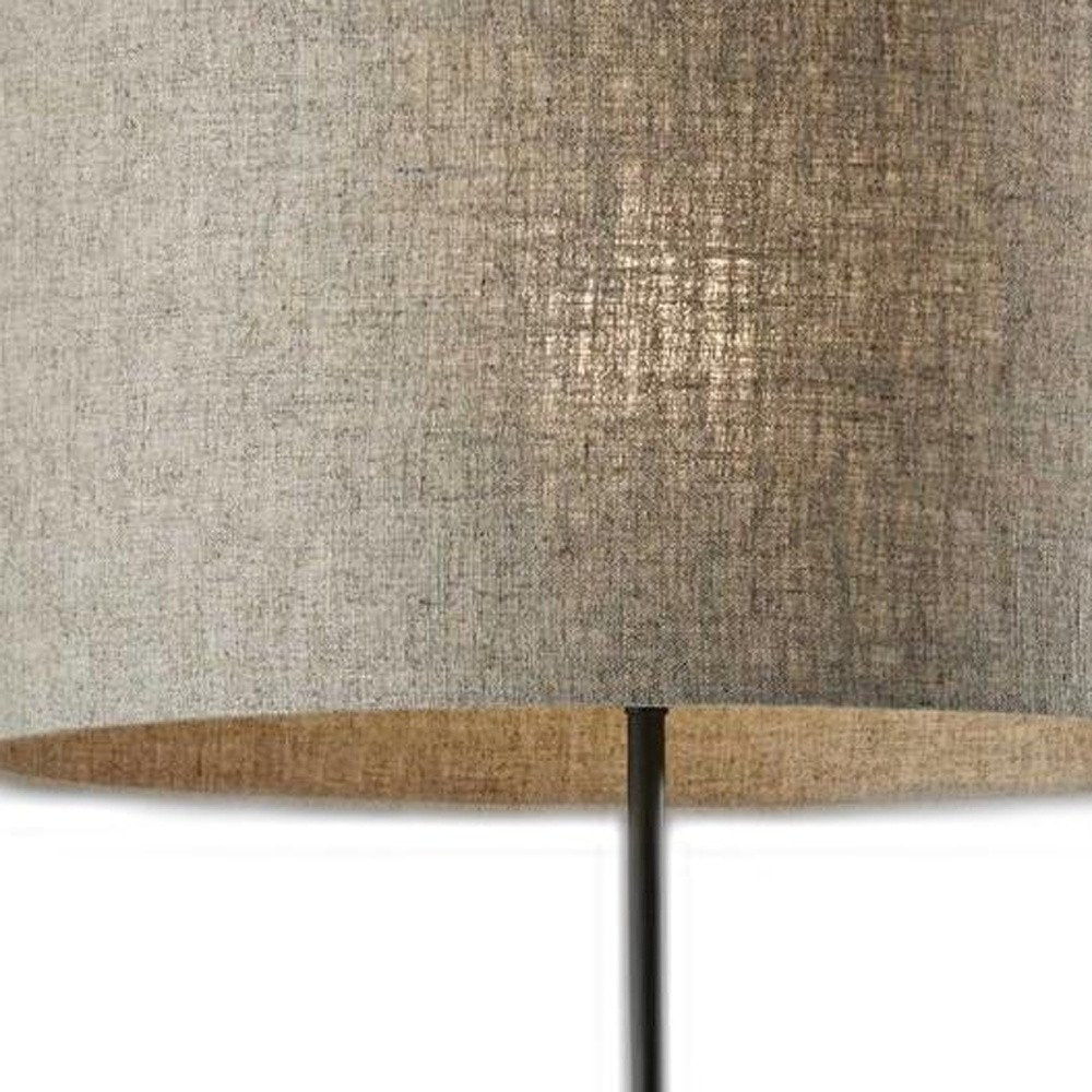 Lámpara de pie beige y negra de 63" con pantalla de tela beige