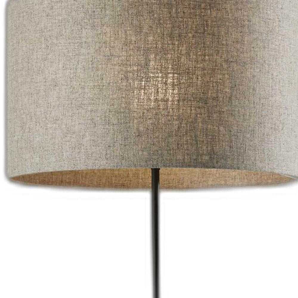 Lámpara de pie beige y negra de 63" con pantalla de tela beige