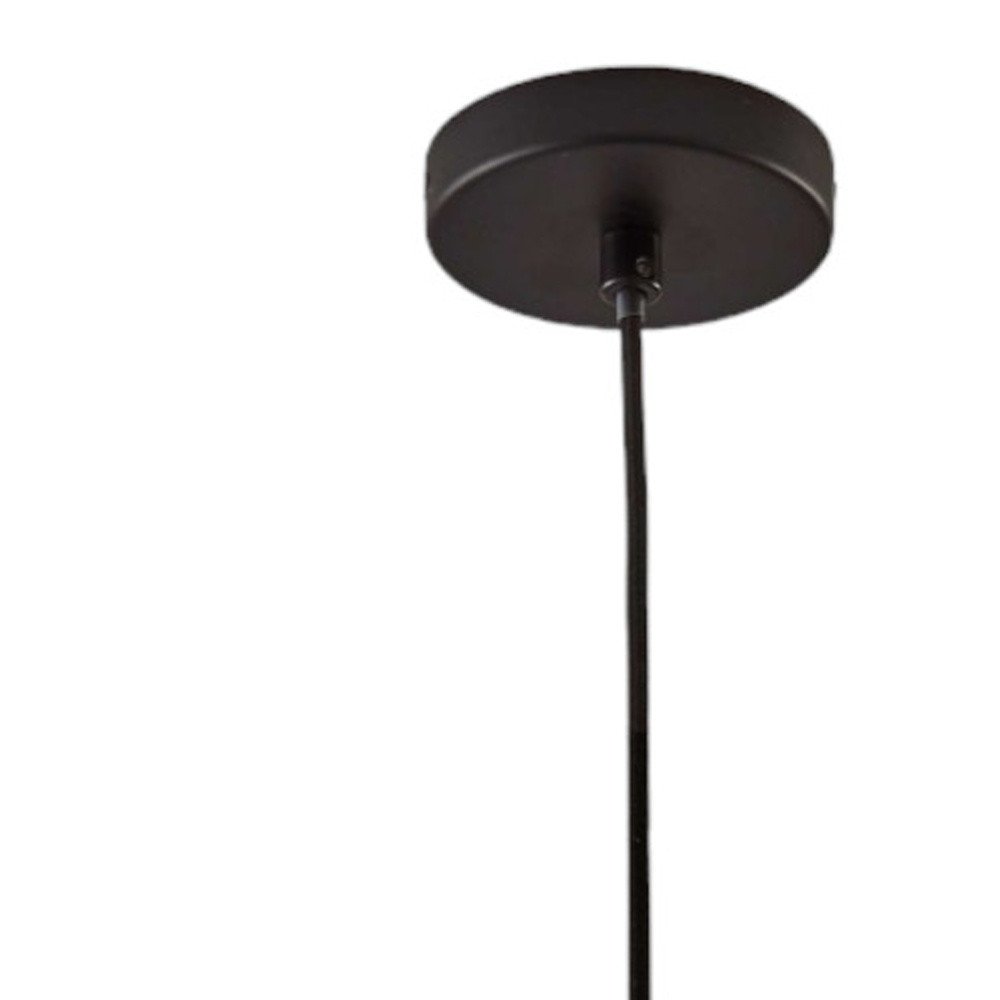 Lámpara colgante de techo grande de metal negro enjaulado