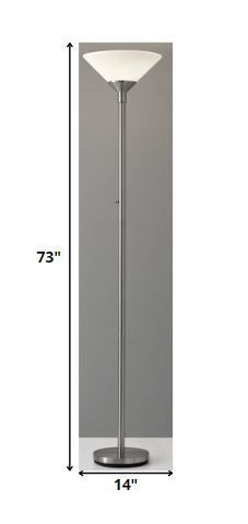 73" Black And White Torchiere Floor Lamp With White Acrylic Cone Shade