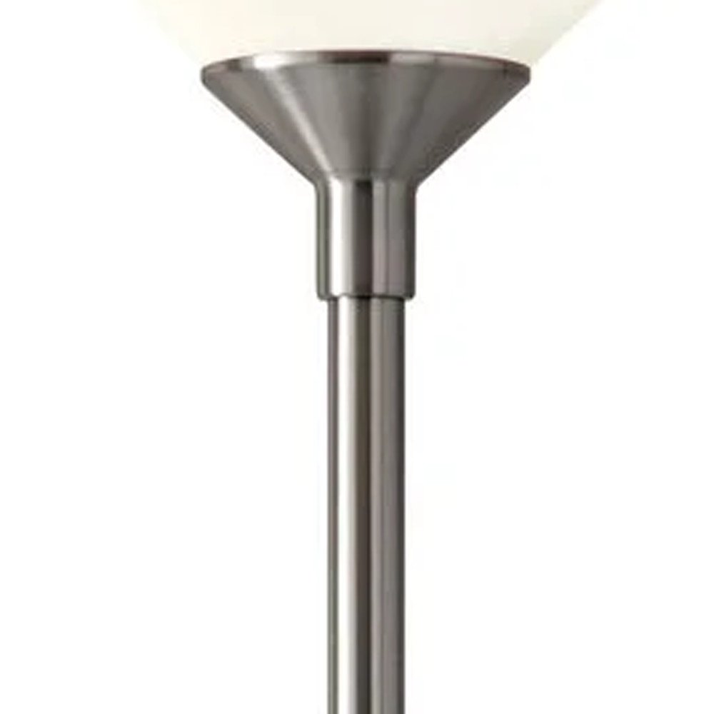73" Black And White Torchiere Floor Lamp With White Acrylic Cone Shade