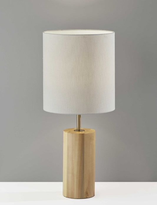 Lámpara de mesa circular de madera natural